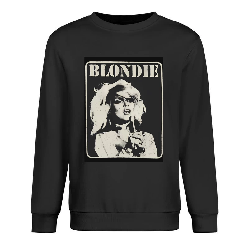 Vintage Black and White Blondie Band Promotional Poster Male Pullover Sweatshirt