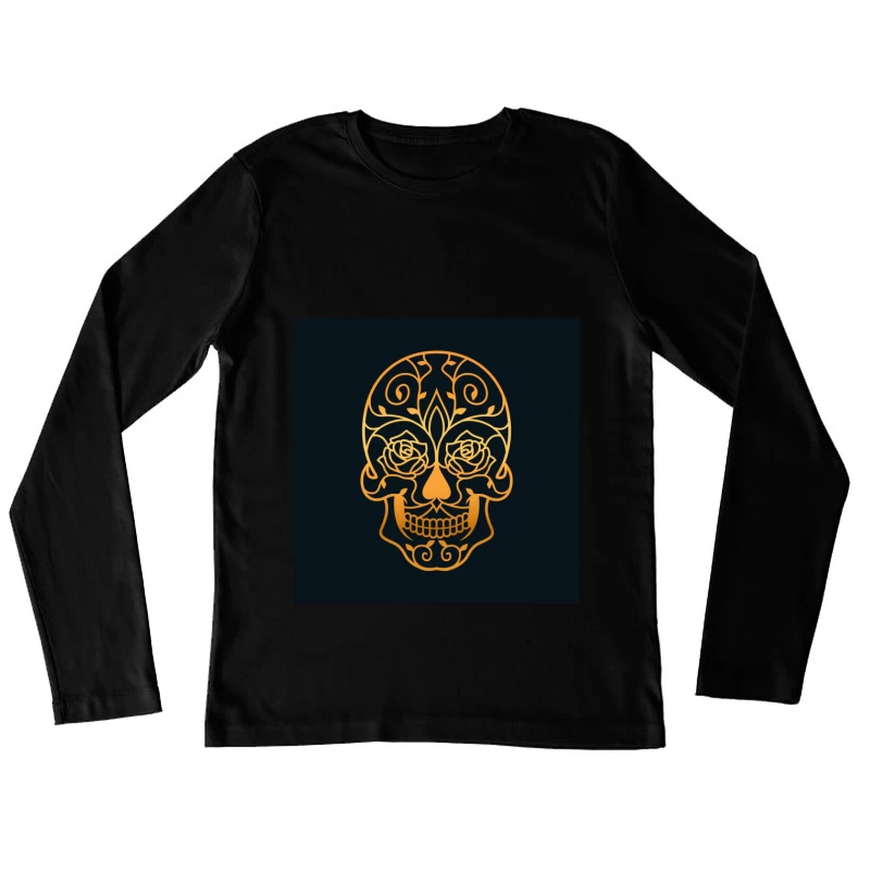 Crâne ornemental avec motifs floraux Femme Manches Longues T-Shirt