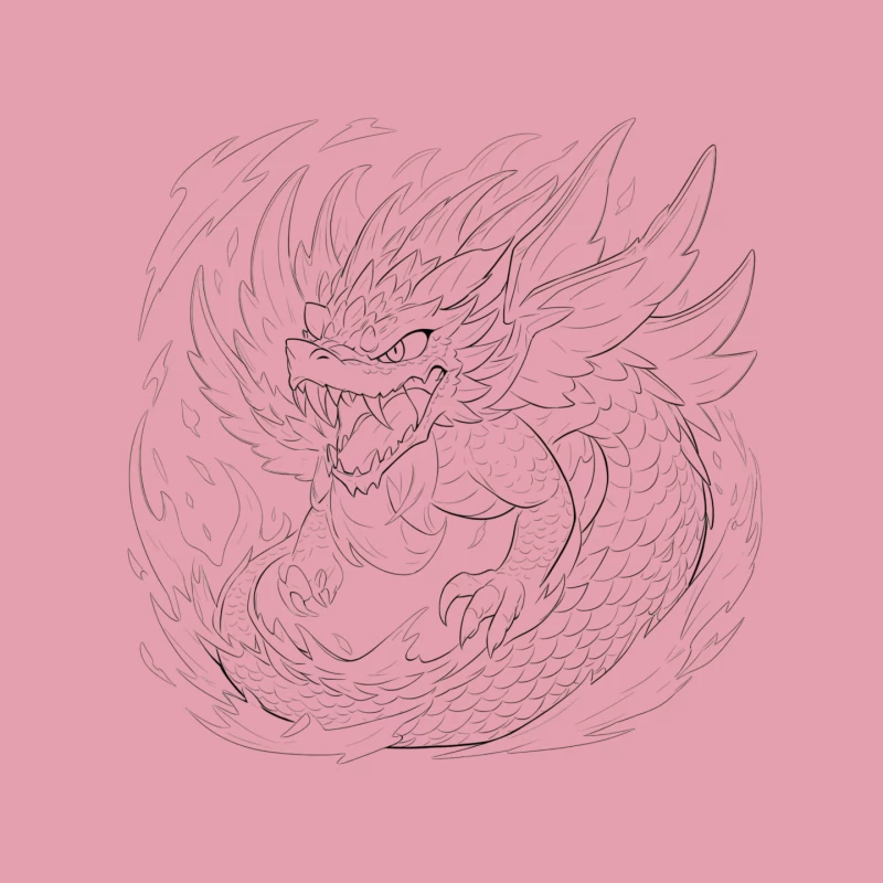 Fierce Dragon Breathing Flames Mouse Pad