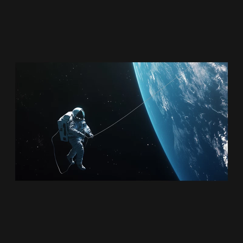 Astronaut's Tethered Spacewalk Above Earth Desk Mat