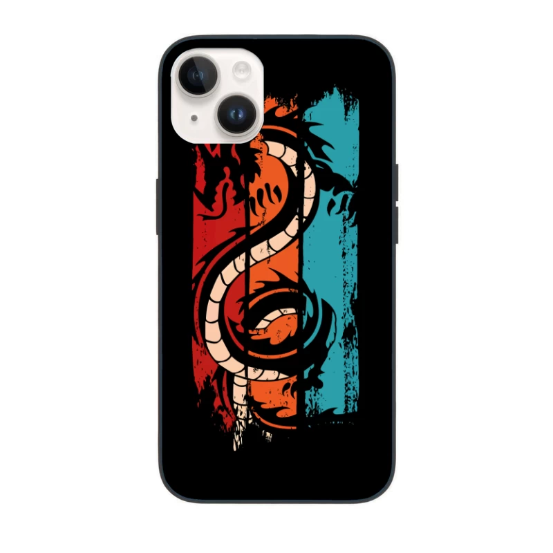 Tri-Color Dragon: Retro Tribal Vibes iPhone Case