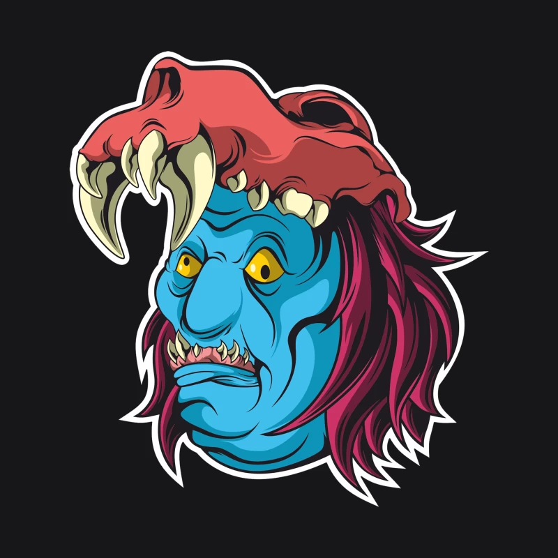 Blaues Monster mit rotem Schädelhut Herren Pullover Hoodie