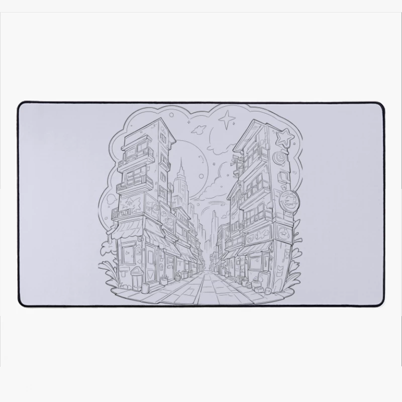 Urban Fantasy Street Scene Desk Mat