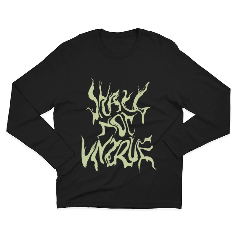 Grün verformte Schrift Herren Langarm T-Shirt
