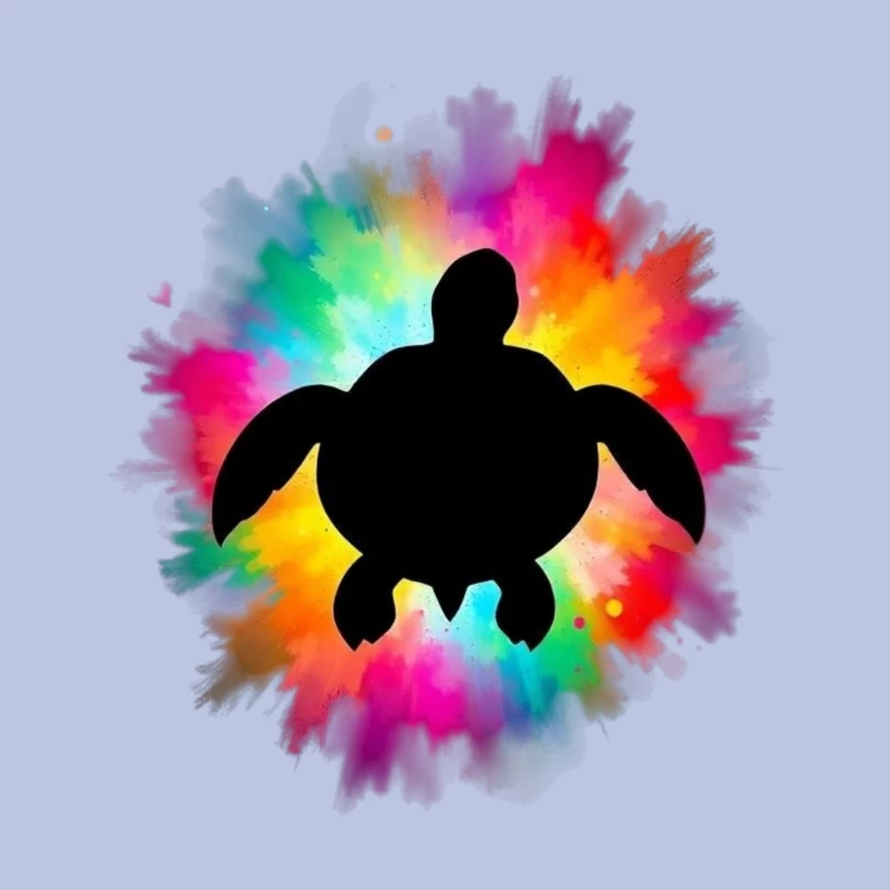 Colorful Turtle Silhouette Art Throw Pillow