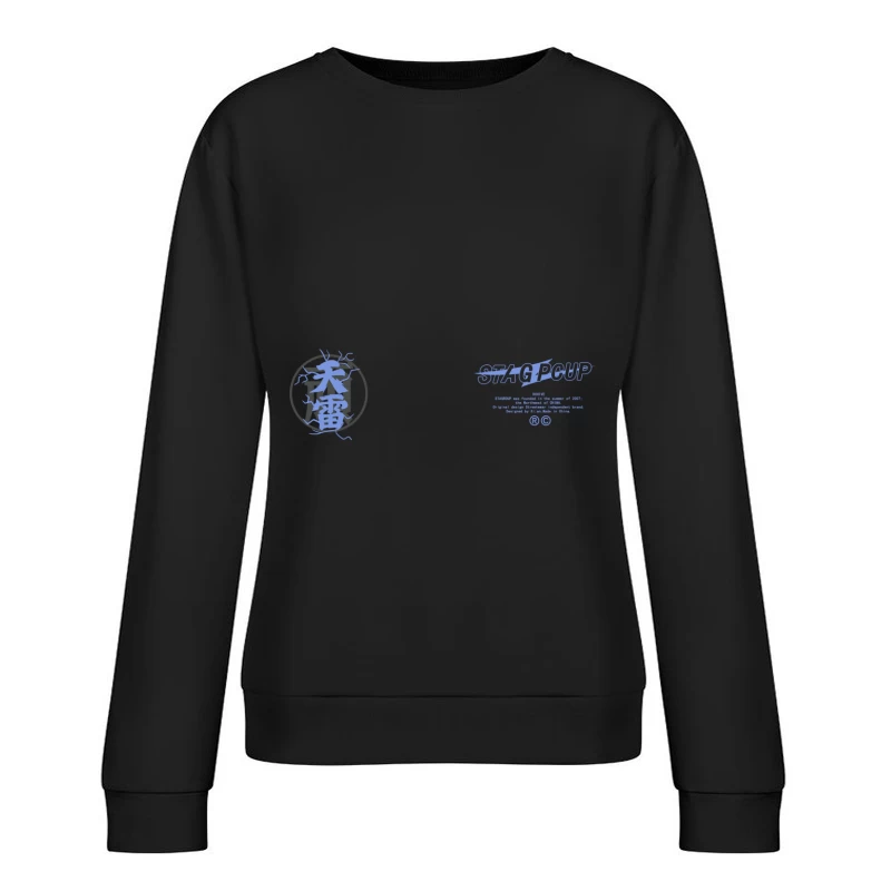 Stag Coup Design mit japanischem Schriftzeichen Damen Pullover Sweatshirt