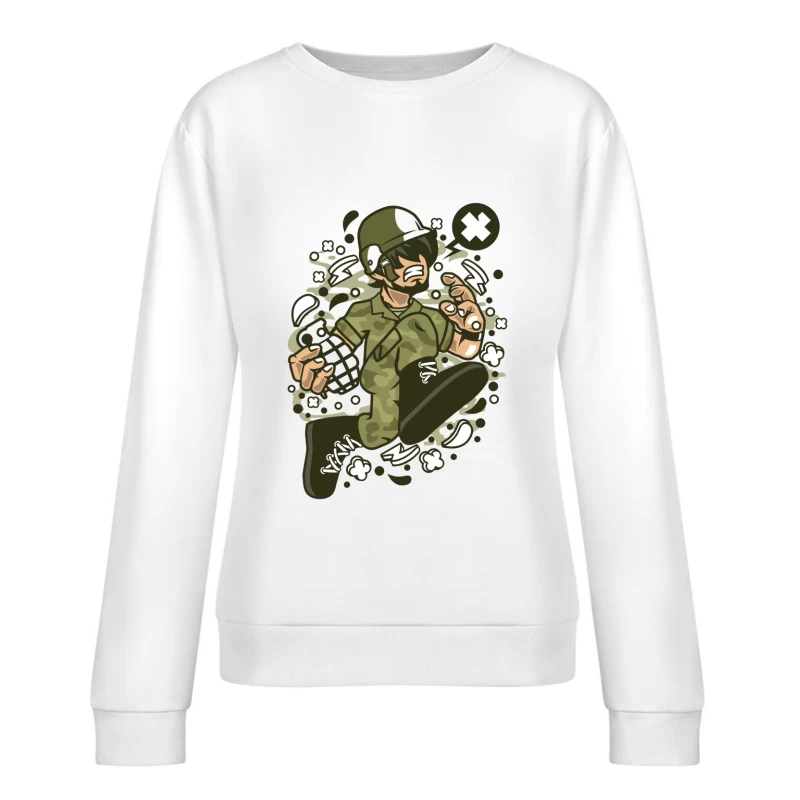 Soldat Cartoon Dynamique Femme Sweat-shirt à enfiler