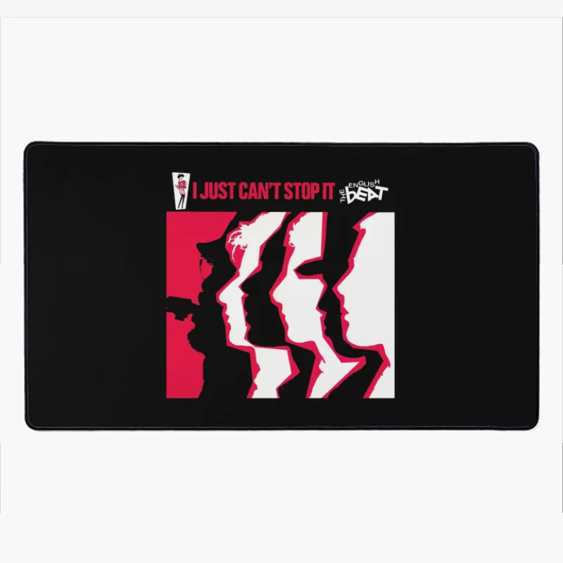 "I Just Can't Stop It" Abstract Red and White Album Cover Desk Mat