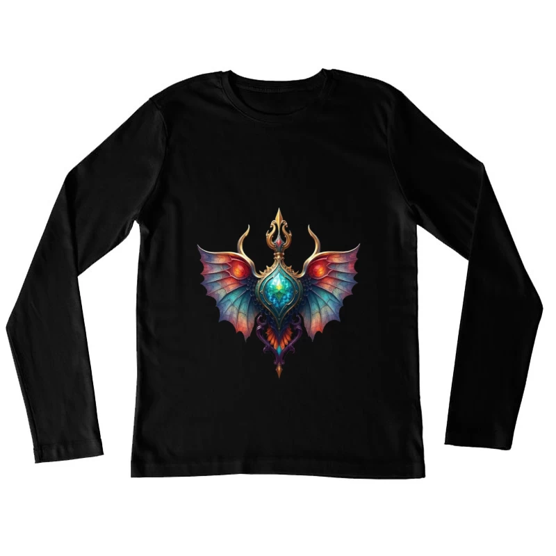 Mystical Dragon Wing Pendant with Turquoise Crystal Female Long Sleeve T-Shirt