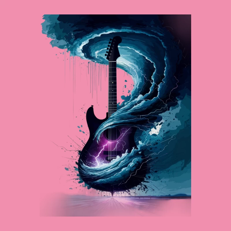 Surreal Electric Guitar Storm Lightning Digital Art Female T-Shirt