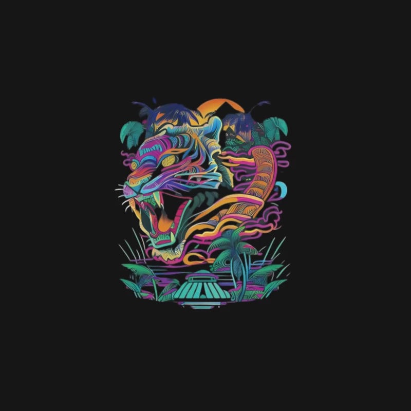 Tropischer Tigerkunst Herren Langarm T-Shirt