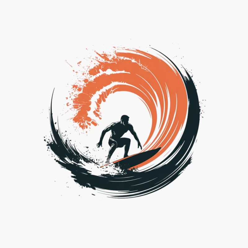 Artistic Surfer Silhouette Riding Ocean Wave Cotton Tote Bag
