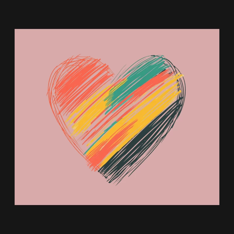 Vibrant Sketched Heart: Colorful Abstract Love Symbol Mouse Pad