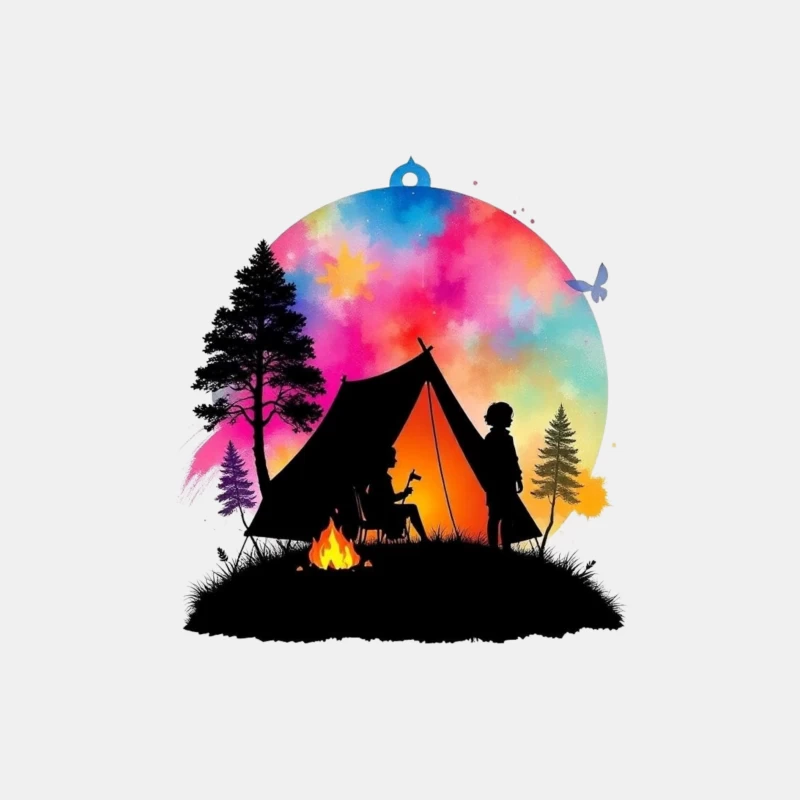 Magical Camping Night Under Colorful Aurora Sky Male Tank Top