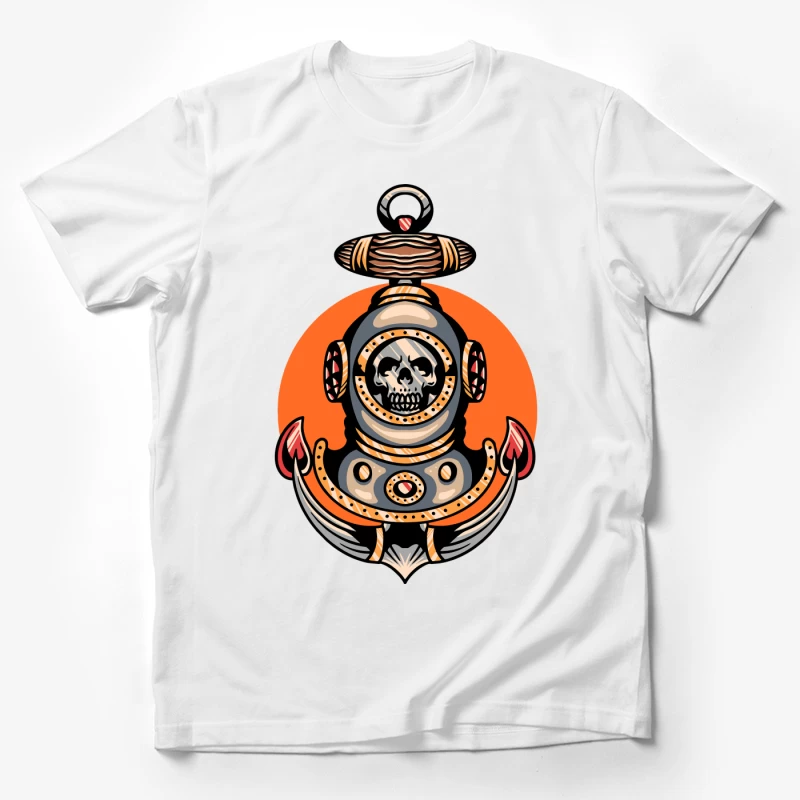 Vintage Nautical Skull Diving Helmet Illustration Male T-Shirt