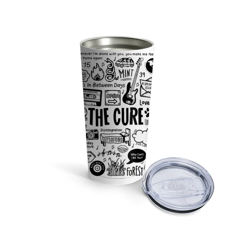 The Cure Band Fan Art Doodle Collection Travel Mug