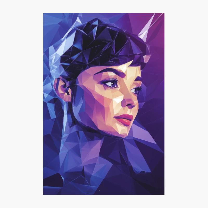 Geometric Low Poly Portrait with Purple Background Cotton Tote Bag