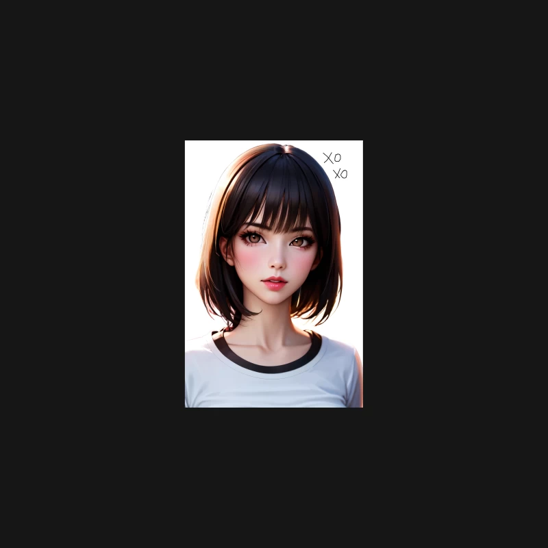 Realistic Anime-Style Digital Portrait with Short Black Hair Desk Mat