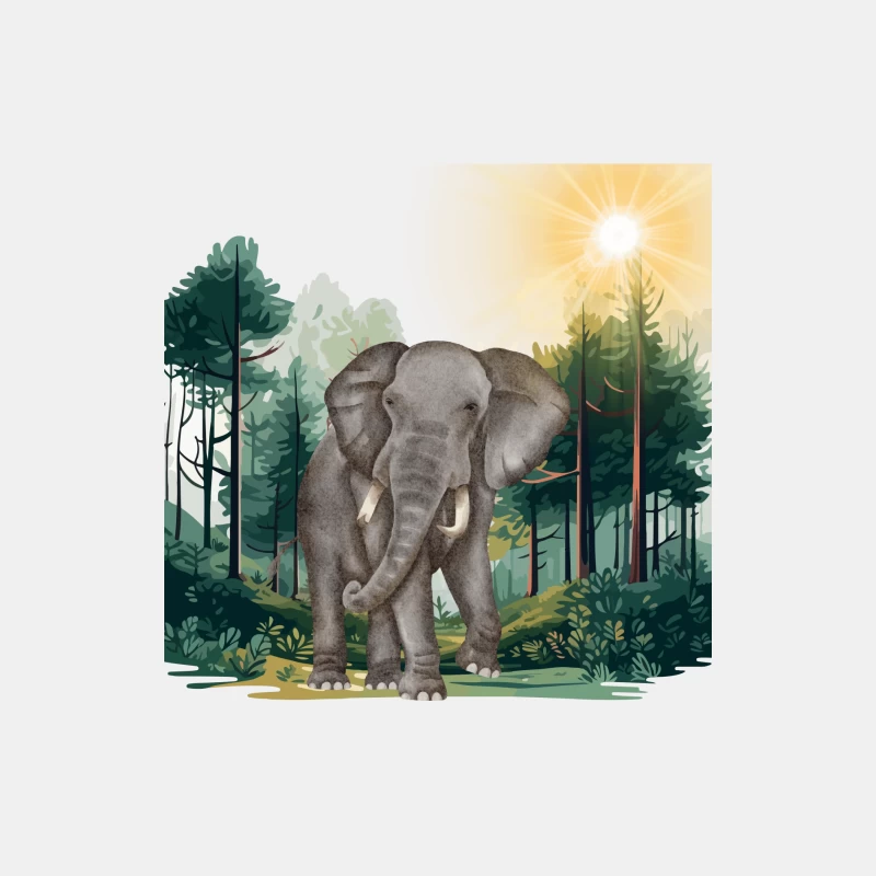 Majestic Elephant Walking in Tropical Forest Male Tank Top