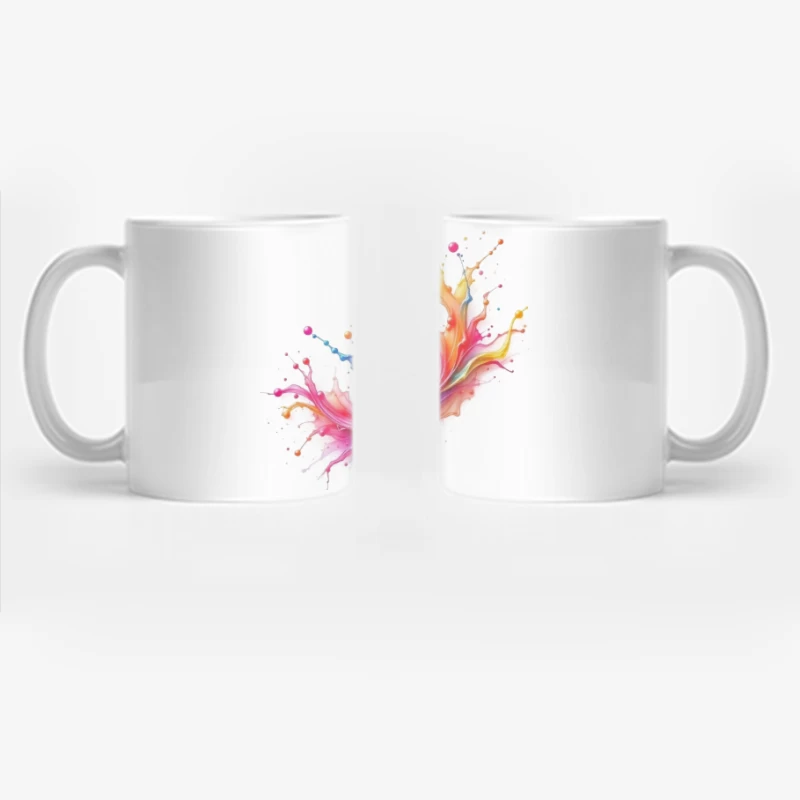 Vibrant Rainbow Watercolor Splash Abstract Coffee Mug