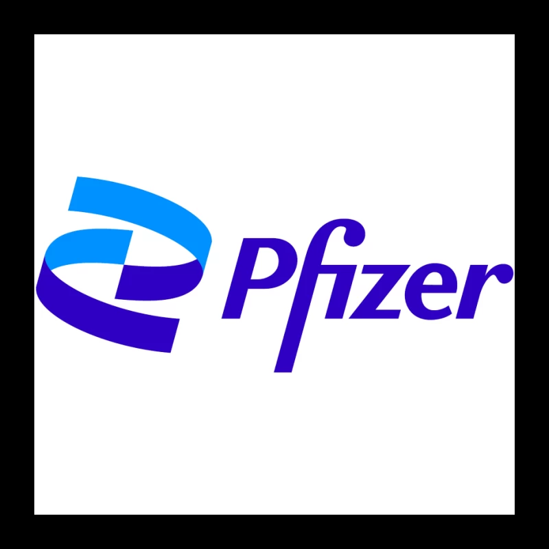 Pfizer Pharmaceutical Company Logo in Blue and Purple Pin