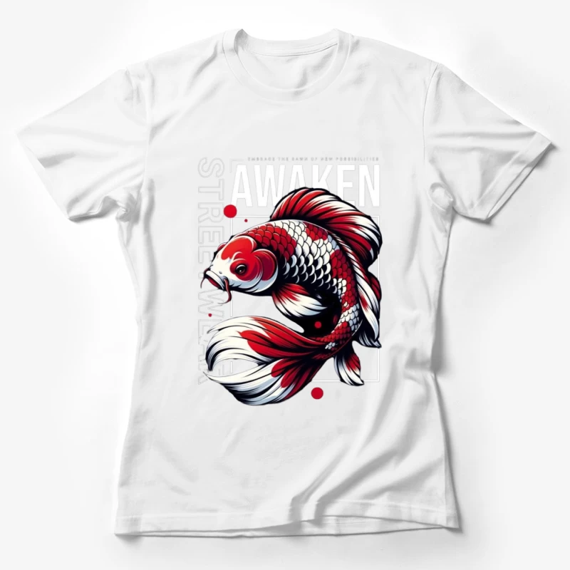 Koi Fish Art with Awakening Theme Female T-Shirt