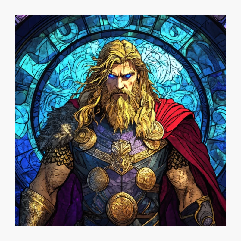 Norse Viking Warrior in Stained Glass Medieval Fantasy Art Pin