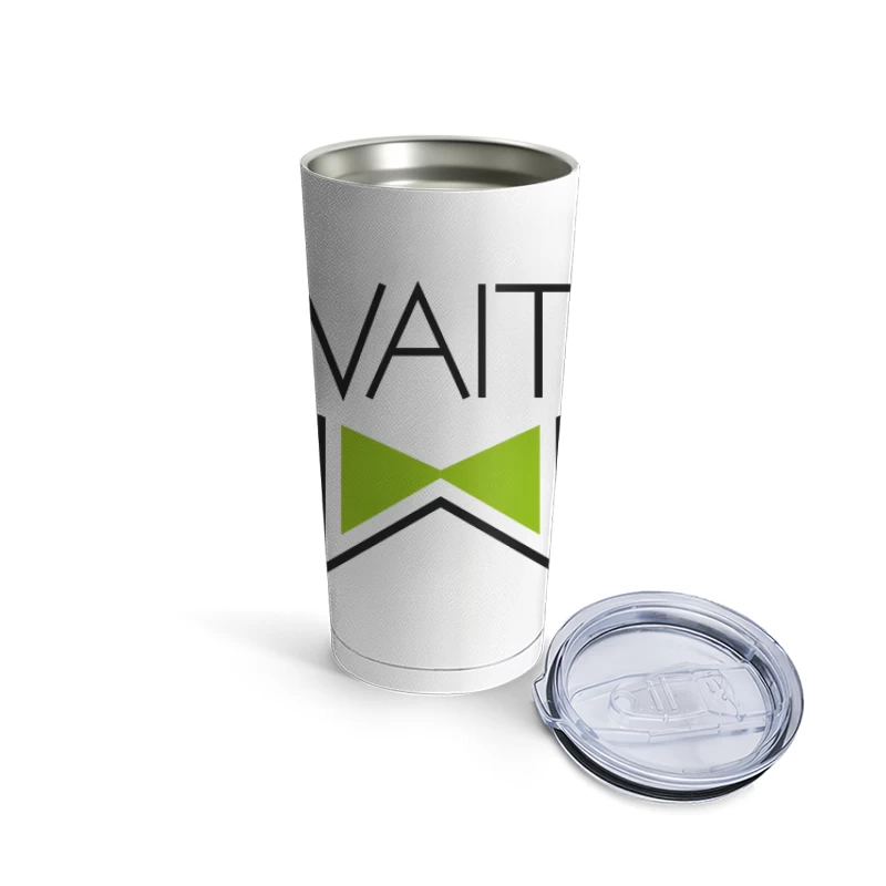 Waitr Food Delivery Service Logo with Green Bowtie Design Travel Mug