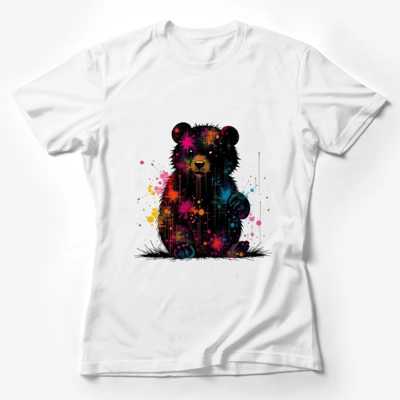 Cosmic Watercolor Teddy Bear Art Female T-Shirt