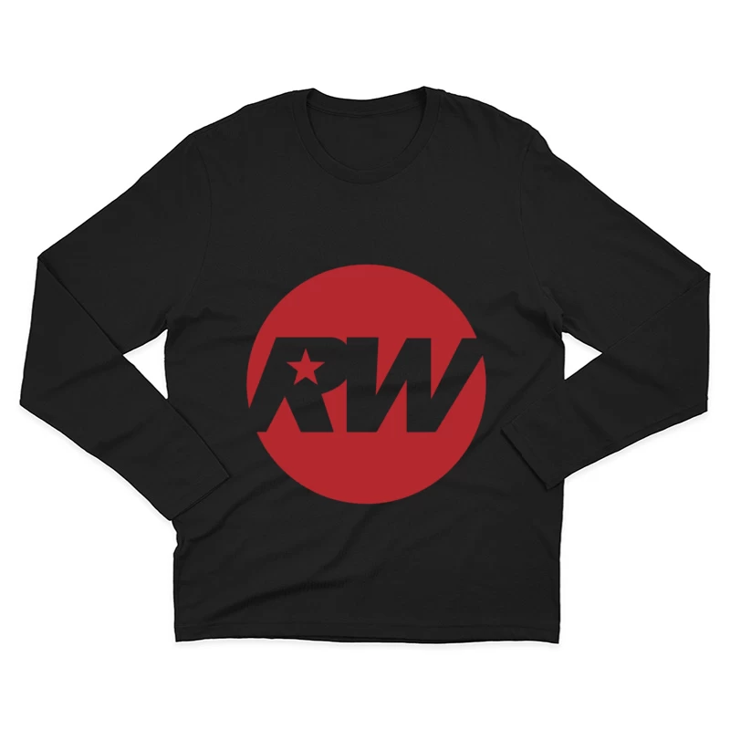 Red and White RW Star Logo Design Male Long Sleeve T-Shirt