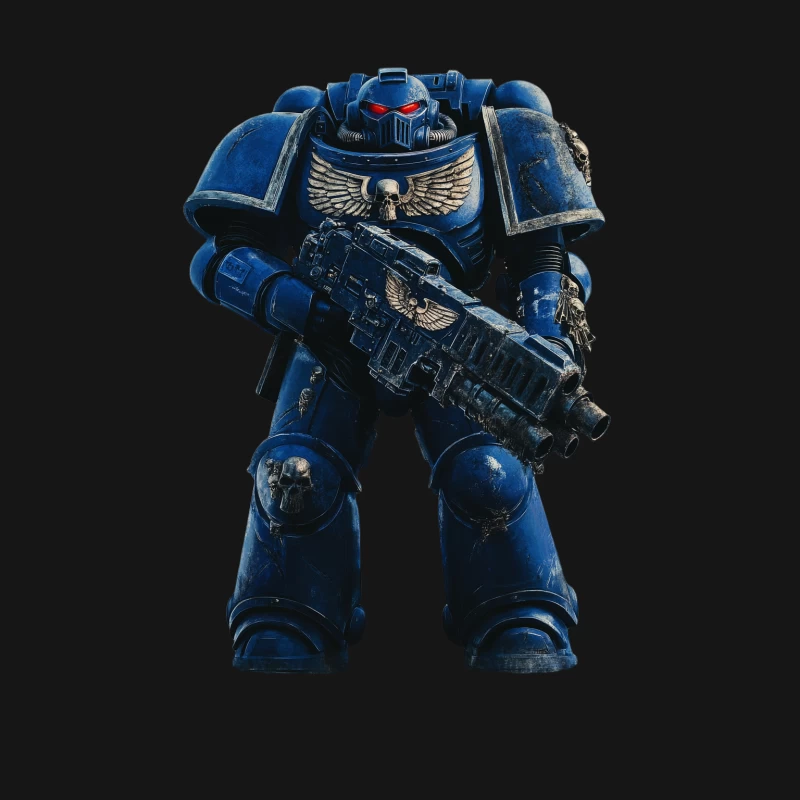 Warhammer 40k Space Marine in Blue Power Armor Male T-Shirt