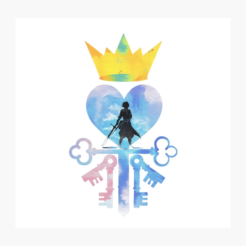 Kingdom Hearts Inspired Watercolor Fantasy Art Throw Pillow