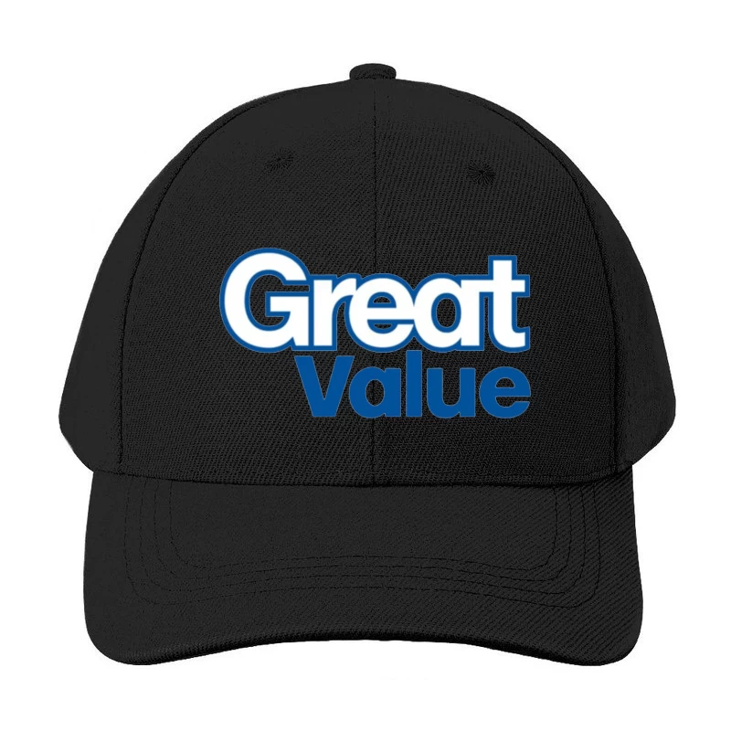 Great Value Walmart Store Brand Logo in Blue Text Baseball Cap