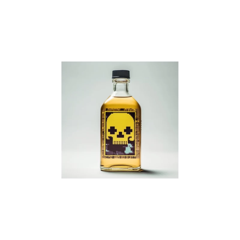 Pixel Art Skull Liquor Bottle with Retro Gaming Design Desk Mat