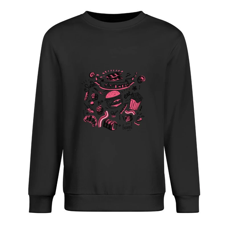 Fast Food und Süßigkeiten Illustration Herren Pullover Sweatshirt
