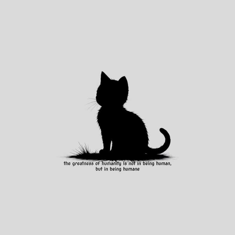 Black Cat Silhouette with Humane Message Travel Mug