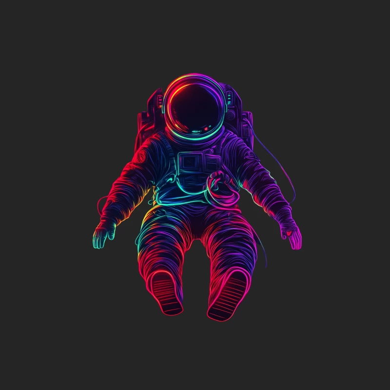 Neon Astronaut: Colorful Space Explorer in Digital Art Male Pullover Sweatshirt