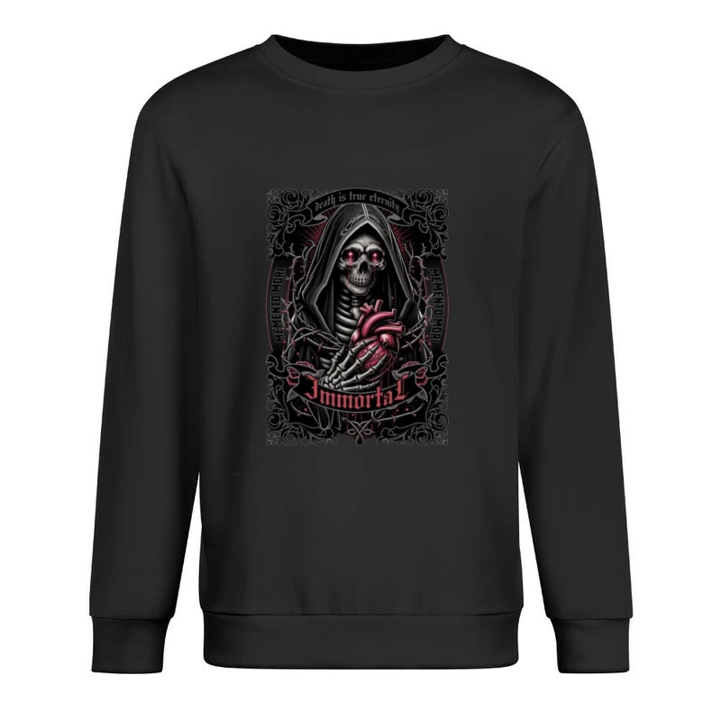 Gothic Immortal Reaper with Anatomical Heart Male Pullover Sweatshirt