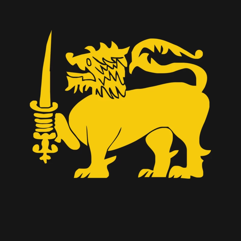 Yellow Heraldic Lion with Sword: Medieval Coat of Arms Symbol Mouse Pad