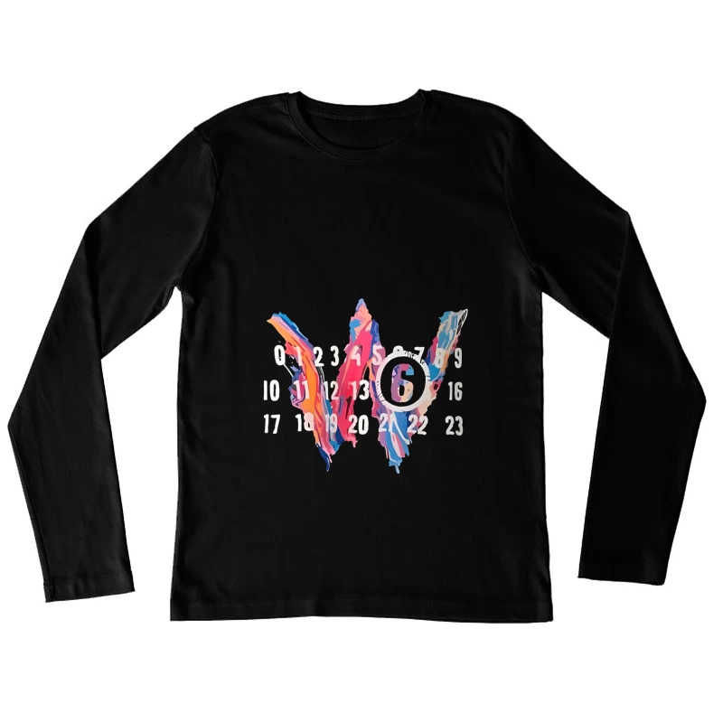 Abstrakte Kunstkalender mit Zahlen Damen Langarm T-Shirt