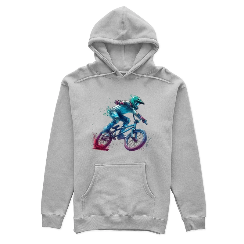 Dynamic BMX Biker in Action Female Pullover Hoodie