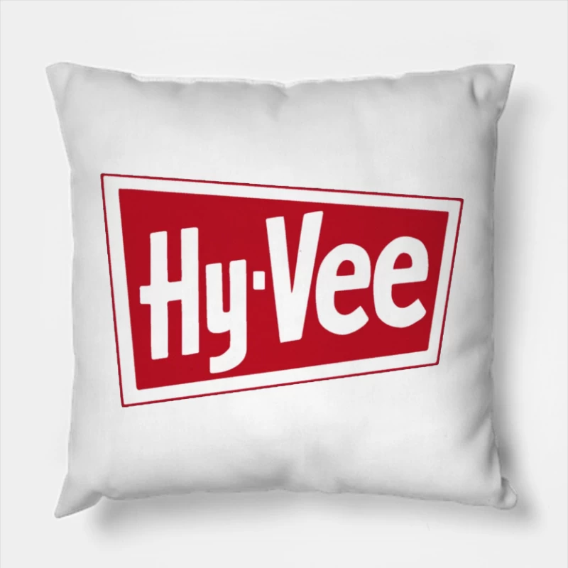 Hy-Vee Supermarket Chain Logo in Red and White Throw Pillow