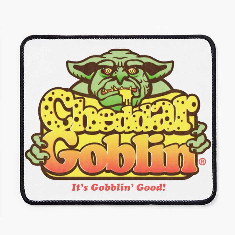 Retro Goblin Character Food Logo with Yellow Typography Mouse Pad