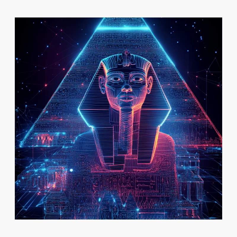 Neon Cyberpunk Egyptian Pyramid with Synthwave Aesthetics Throw Pillow