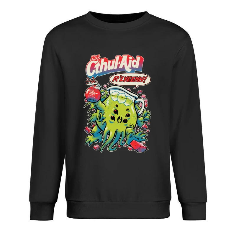 Hey Cthul-Aid: A Lovecraftian Drink Parody Male Pullover Sweatshirt