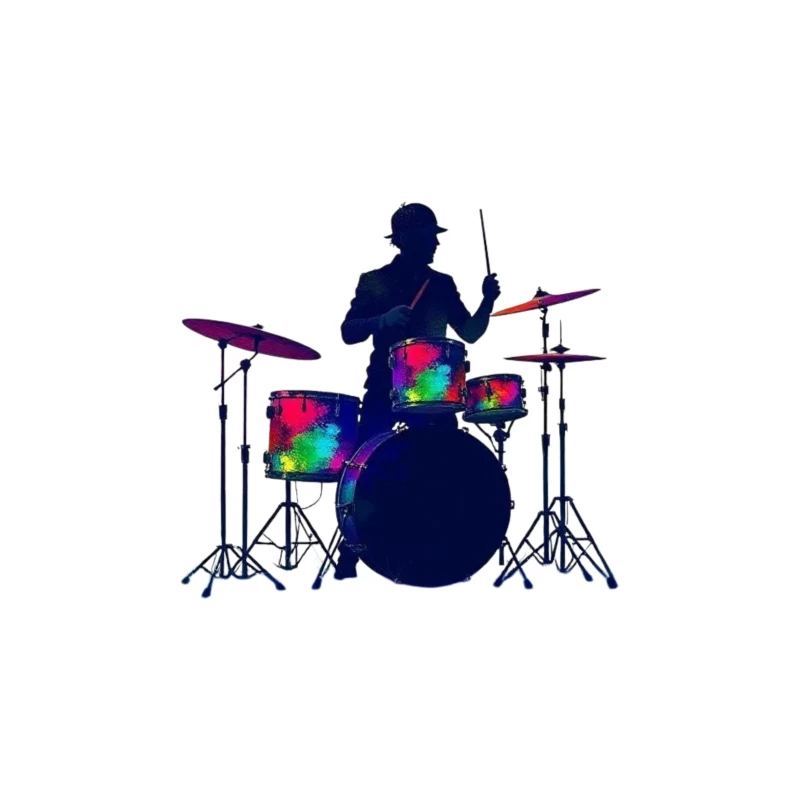 Colorful Silhouette of a Drummer Travel Mug