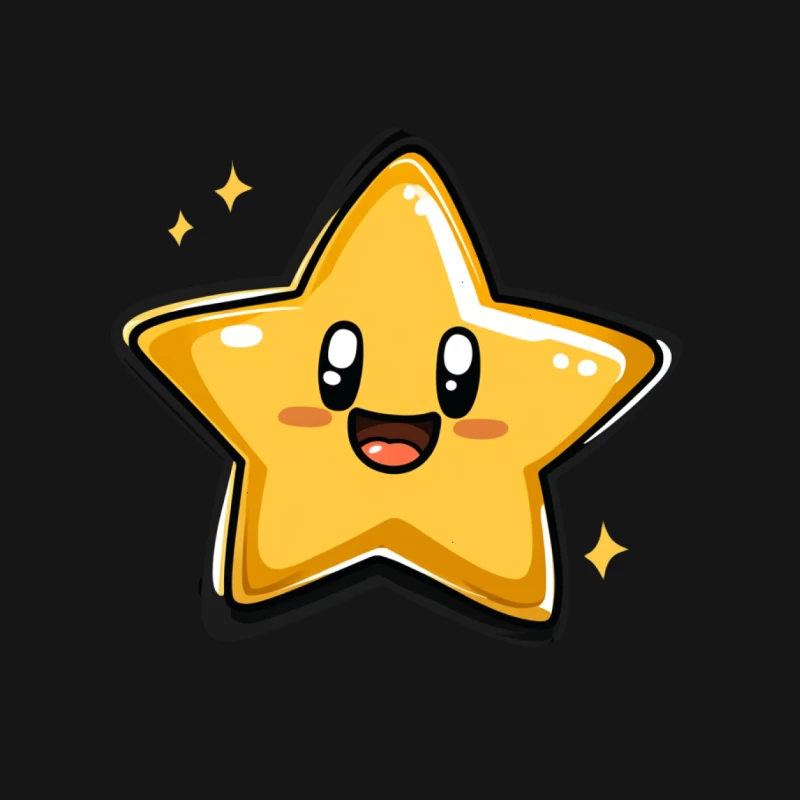 Cheerful Yellow Cartoon Star: Cute Kawaii Illustration Mouse Pad