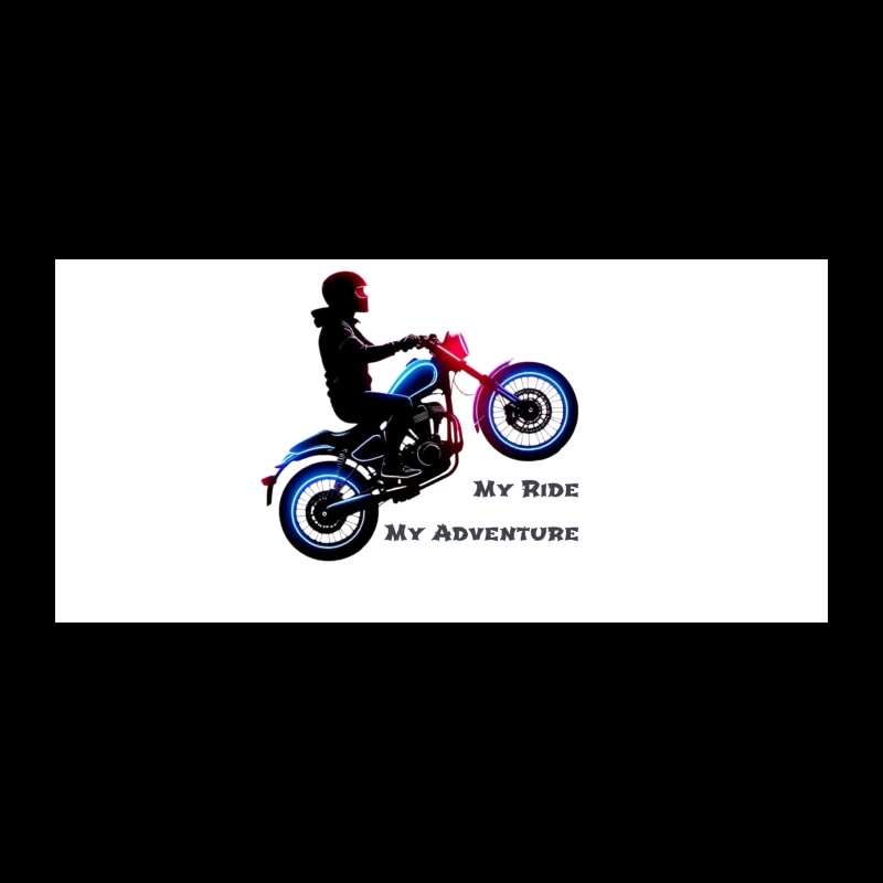 Neon-Lit Motorcycle Rider Silhouette with Adventure Quote Coffee Mug