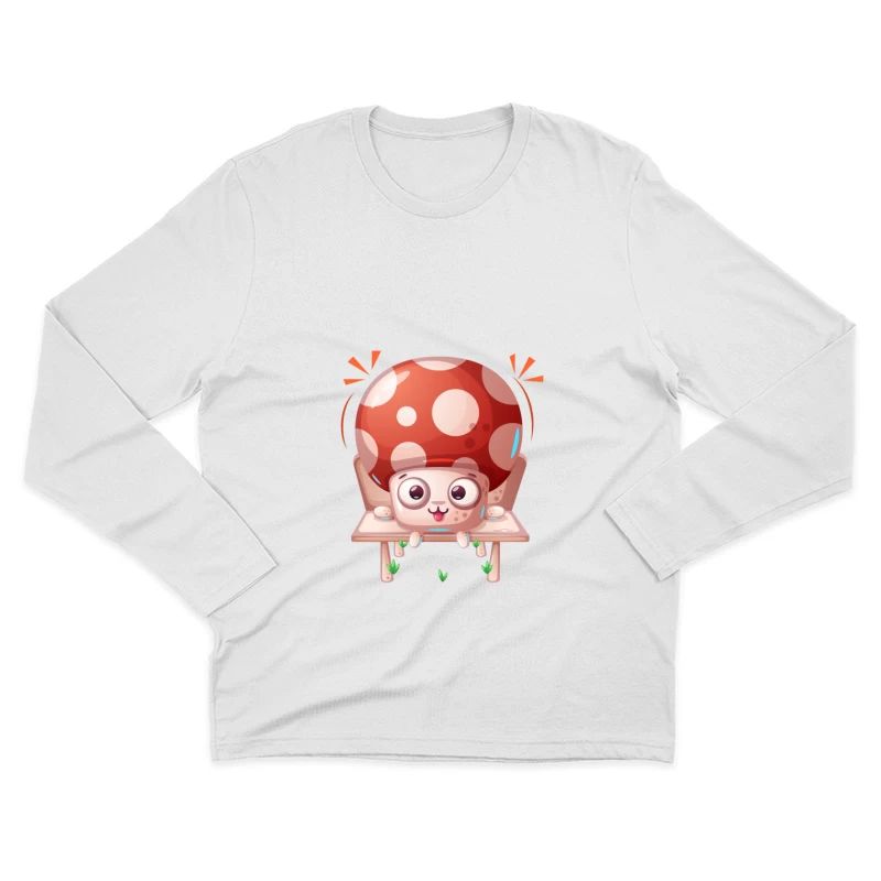 Dessin mignon de champignon avec visage joyeux Homme Manches Longues T-Shirt