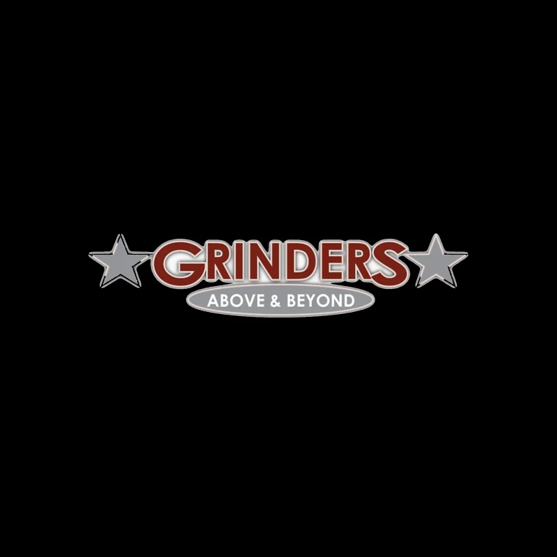 Grinders Restaurant Logo with Metallic Stars and Red Text Throw Pillow